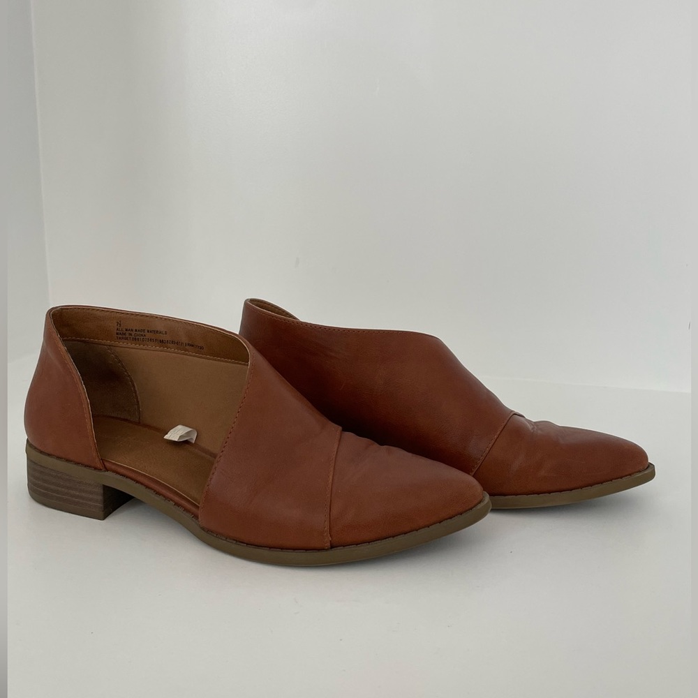 UNIVERSAL THREAD Faux Leather Cognac Wenda Bootie, Size 7.5